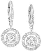 Swarovski Silver-tone Crystal Circle Drop Earrings