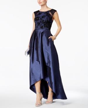 Adrianna Papell Embellished Taffeta High-low Gown