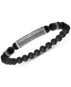Men's Black Agate & Diamond (1/5 Ct. T.w.) Stretch Bracelet In Stainless Steel