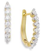 Diamond J-hoop Earrings In 14k Gold (1/2 Ct. T.w.)