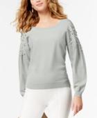 Inc International Concepts Embellished Bishop-sleeve Sweater, Created For Macy's