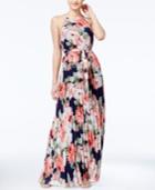 B Darlin Juniors' Floral-print Maxi Halter Dress