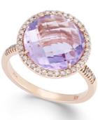 Amethyst (5-1/2 Ct. T.w.) And Diamond (1/4 Ct. T.w.) Round Ring In 14k Rose Gold