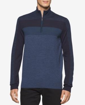 Calvin Klein Men's Merino Colorblocked Quarter-zip Sweater