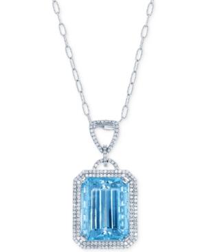 Lali Jewels Aquamarine (20-1/2 Ct. T.w) And Diamond (1 Ct. T.w.) Pendant Necklace In 18k White Gold