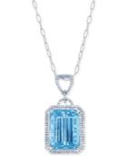 Lali Jewels Aquamarine (20-1/2 Ct. T.w) And Diamond (1 Ct. T.w.) Pendant Necklace In 18k White Gold