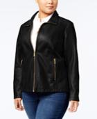 Kenneth Cole Plus Size Faux-leather Jacket