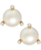 Kate Spade New York Gold-tone Imitation Pearl And Crystal Stud Earrings