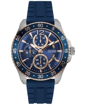 Guess Men's Blue Silicone Strap Watch 46mm U0798g2