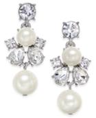 Charter Club Silver-tone Imitation Pearl And Crystal Earrings, Only At Macy's