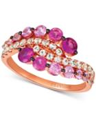 Le Vian Ruby (1/3 Ct. T.w.), Pink Sapphire (7/8 Ct. T.w.) & White Sapphire (1/2 Ct. T.w.) Ring In 14k Rose Gold