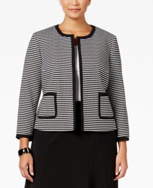 Nine West Plus Size Knit-jacquard Open-front Jacket