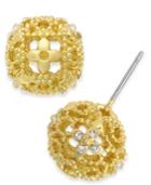 Charter Club Gold-tone Crystal Flower Filigree Stud Earrings, Created For Macy's