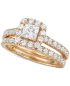 Macy's Star Signature Diamond Halo Bridal Set (1-1/2 Ct. T.w.) In 14k White Or Yellow Gold