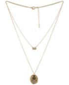 Rachel Rachel Roy Gold-tone Pave Lotus & Eye Double Row Pendant Necklace