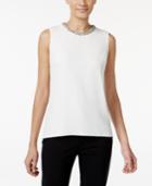 Calvin Klein Embellished High-low Shell