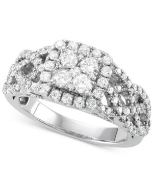 Diamond Square Cluster Braided Ring (1-1/6 Ct. T.w.) In 14k White Gold