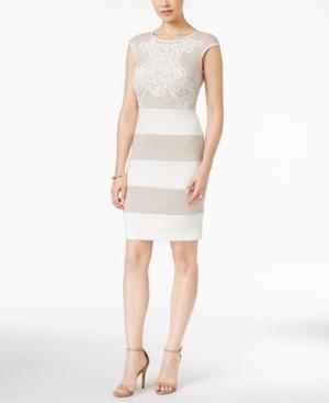 Jax Lace Applique Cap-sleeve Striped Sheath Dress