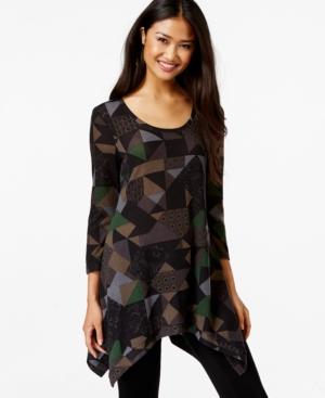 Grace Elements Printed Handkerchief-hem Top