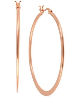 Hint Of Gold Knife Hoop Earrings In 14k Rose Gold-plating, 40mm