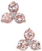 Morganite (1-1/2 Ct. T.w.) & Diamond Accent Tri-stone Stud Earring In 14k Rose Gold