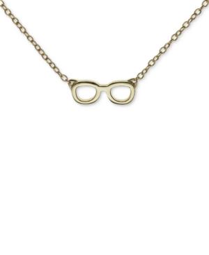 Unwriiten Novelty Glasses Pendant Necklace In Gold-flashed Sterling Silver, 16+2 Extender