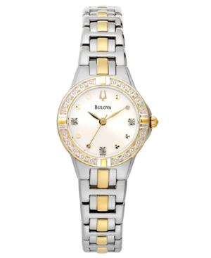 Bulova Women's Diamond Accent Two-tone Stainless Steel Bracelet Watch 28mm 98r166