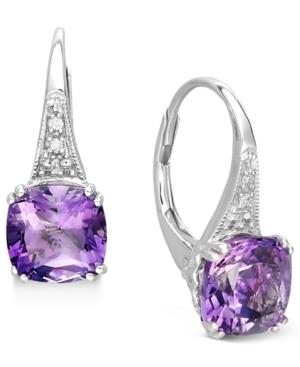 14k White Gold Earrings, Amethyst (2-9/10 Ct. T.w.) And Diamond Accent Earrings
