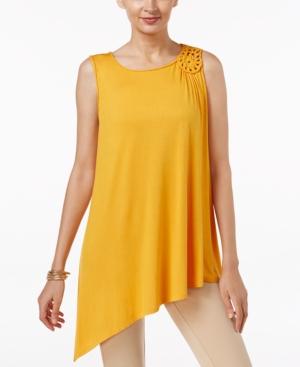 Grace Elements Crochet-trim Asymmetrical-hem Top