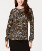 Rebellious One Juniors' Leopard-printed French Terry Sweatshirt