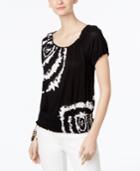 Inc International Concepts Tie-dyed Peasant Top, Only At Macy's