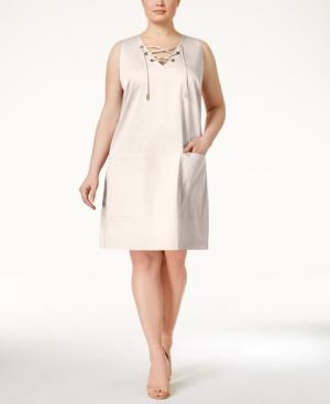 Calvin Klein Plus Size Lace-up Shift Dress