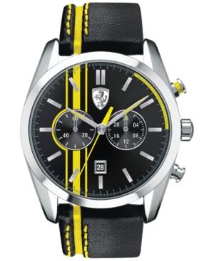 Scuderia Ferrari Men's Chronograph D50 Yellow And Black Leather Strap Watch 44mm 830235