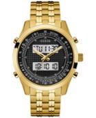 Guess Men's Analog-digital Gold-tone Stainless Steel Bracelet Watch 45mm U0859g1