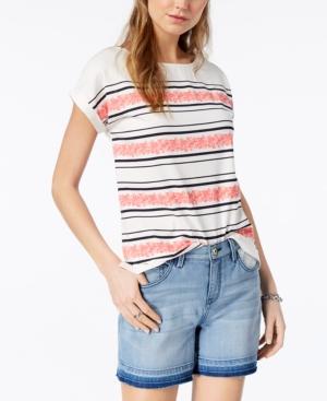 Tommy Hilfiger Floral-stripe Top, Created For Macy's