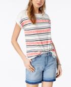 Tommy Hilfiger Floral-stripe Top, Created For Macy's