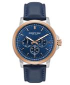 Kenneth Cole New York Men's Multifunction Blue Leather Strap Watch 43mm