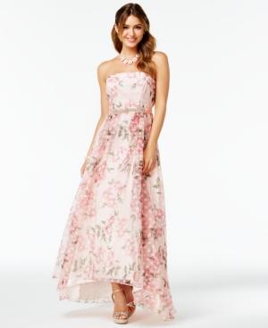 B Darlin Juniors' Floral-print A-line Gown