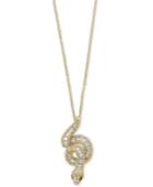 Safari By Effy Diamond (3/4 Ct. T.w.) & Tsavorite Accent Snake 18 Pendant Necklace In 14k Gold