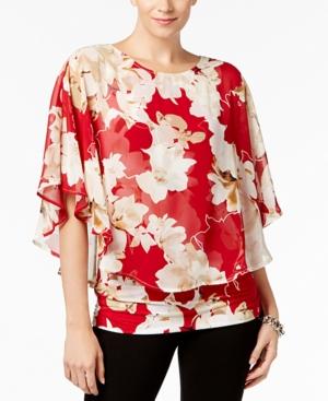 Alfani Printed Flutter-sleeve Top, Created For Macy's