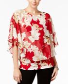 Alfani Printed Flutter-sleeve Top, Created For Macy's