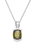 B. Brilliant Olive Cubic Zirconia Pendant Necklace In Sterling Silver