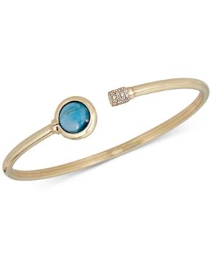 London Blue Topaz (2 Ct. T.w.) And Diamond (1/5 Ct. T.w.) Bangle Bracelet In 14k Gold Over Sterling Silver