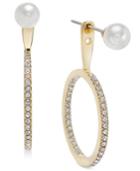 Kate Spade New York Gold-tone Imitation Pearl & Cubic Zirconia Hoop Ear Jacket Earrings