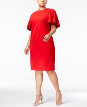 Calvin Klein Plus Size Scuba Crepe Capelet Dress