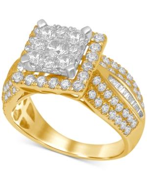 Diamond Square Cluster Ring (1-7/8 Ct. T.w.) In Two-tone 14k Gold