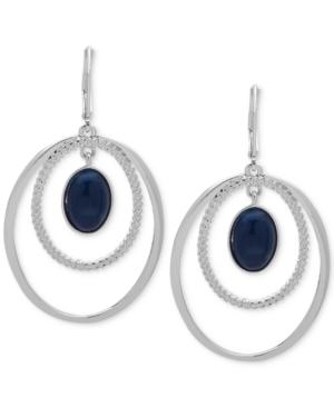 Nine West Silver-tone Stone Orbital Drop Earrings