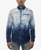 Sean John Men's Dip-dyed Destroyed Denim Shirt