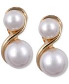 Anne Klein Gold-tone Glass Pearl Clip-on Earrings