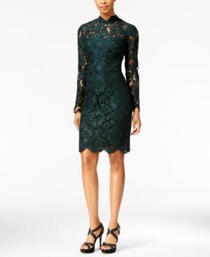 Betsey Johnson Illusion Lace Mock-neck Sheath Dress